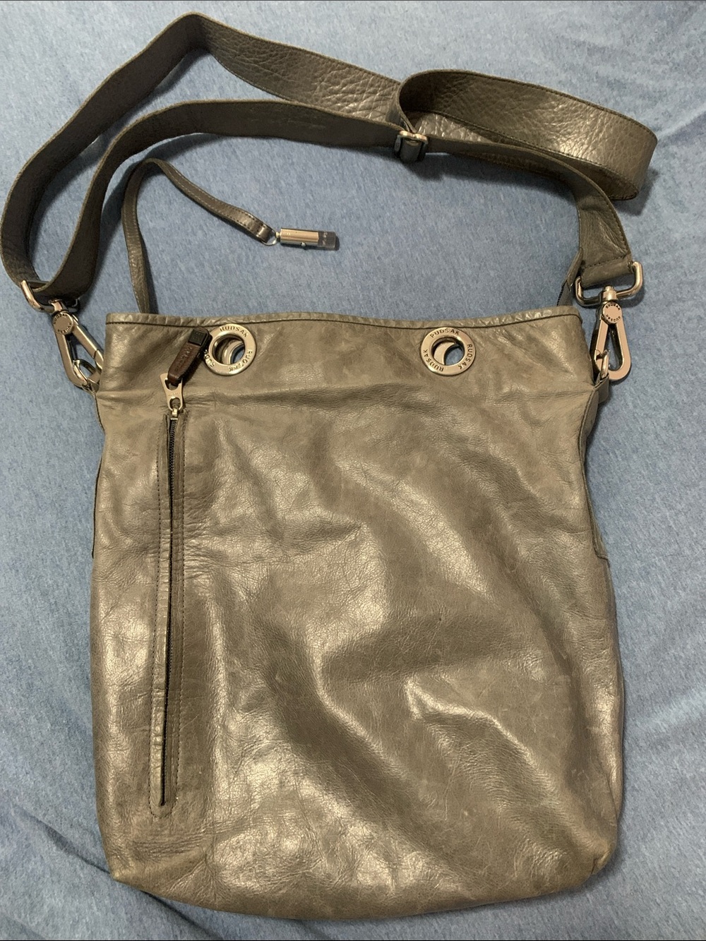 RUDSAK Leather Crossbody Bag in Dark Gray